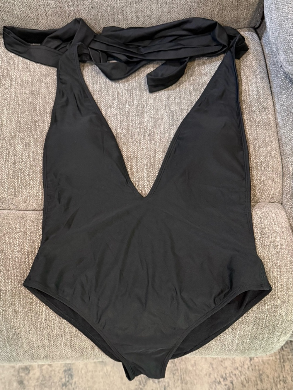 Classic Black Halter One-Piece Swimsuit